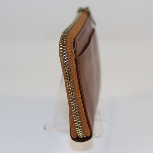 Genten Brown Leather Zipper Pouch - Picture 4 of 6
